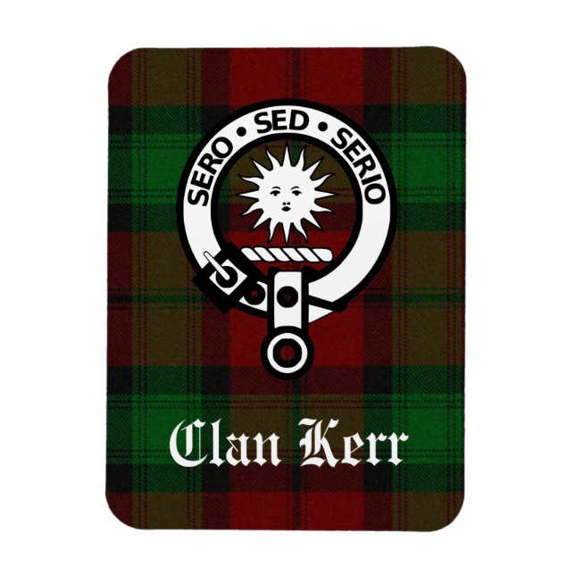 Clan Kerr Tartan and Crest Badge Magnet (Vertikal)