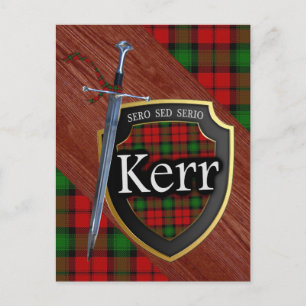 Clan Kerr Tartan Sword & Shield Postkarte