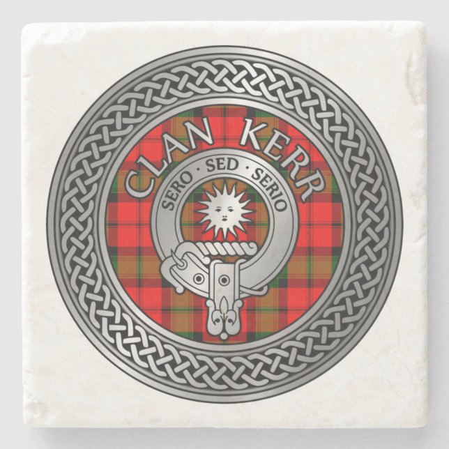 Clan Kerr Wappen & Tartan Knot Steinuntersetzer (Vorderseite)