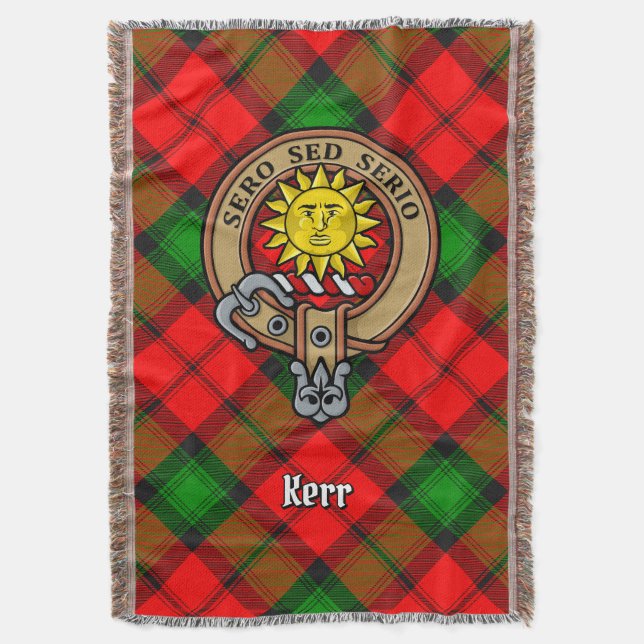 Clan Kerr-Wappen über Tartan Decke (Vorderseite Vertikal)