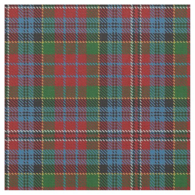 Clan Kidd roter grün-blauer schottischer Tartan Stoff (Nahaufnahme)