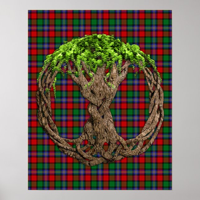 Clan Kilgore Tartan und keltischer Baum des Lebens Poster (Vorne)