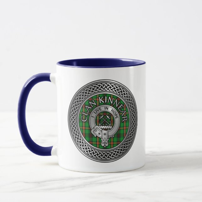 Clan Kinnear Wappen & Tartan Knot Tasse (Links)