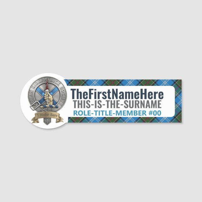 Clan Kirkpatrick Gesellschaft - CKS Namensschild # (Vorderseite)