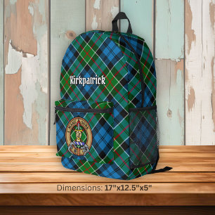 Clan Kirkpatrick-Wappen über Tartan Bedruckter Rucksack