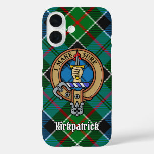 Clan Kirkpatrick Wappen über Tartan iPhone 16 Hülle