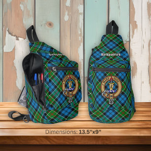 Clan Kirkpatrick-Wappen über Tartan Crossbody Bag