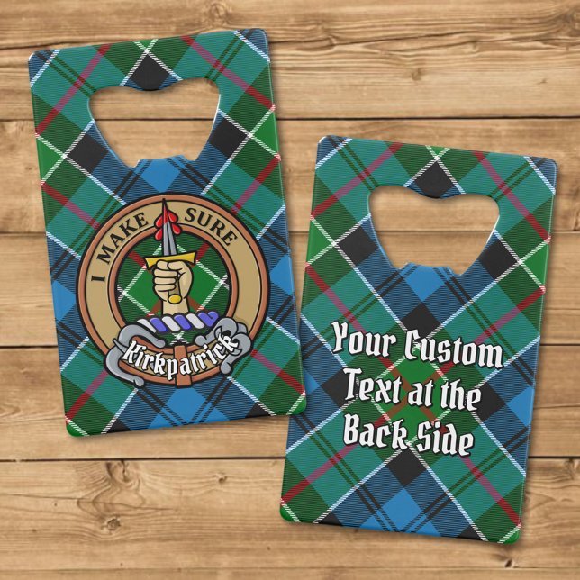 Clan Kirkpatrick Wappen über Tartan Geldbeutel Flaschenöffner (Von Creator hochgeladen)