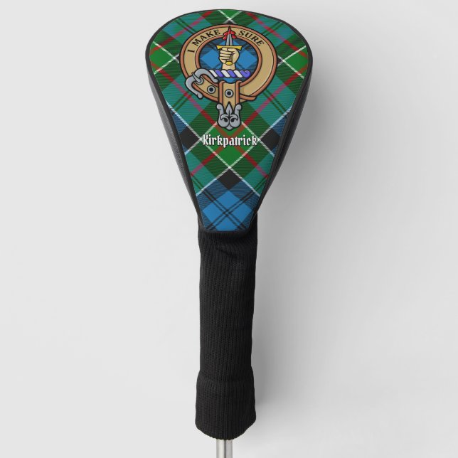 Clan Kirkpatrick Wappen über Tartan Golf Headcover (Vorderseite)