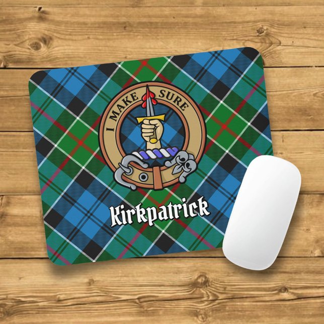Clan Kirkpatrick Wappen über Tartan Mousepad (Von Creator hochgeladen)