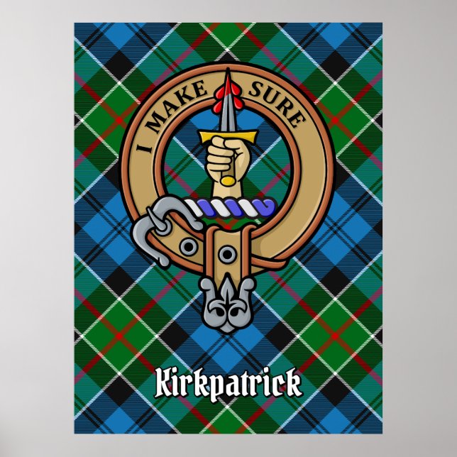 Clan Kirkpatrick Wappen über Tartan Poster (Vorne)