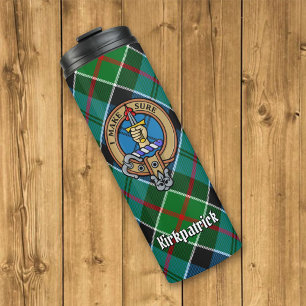 Clan Kirkpatrick Wappen über Tartan Thermosbecher