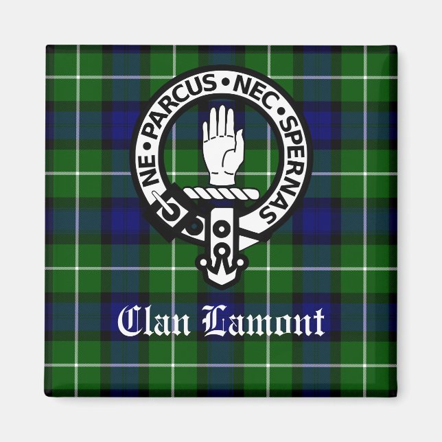 Clan Lamont Wappen Abzeichen & Tartan Magnet (Vorne)