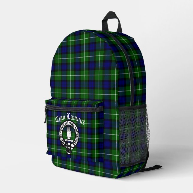 Clan Lamont Wappen Abzeichen und Tartan Bedruckter Rucksack (Rückseitige Ecke Rechts)