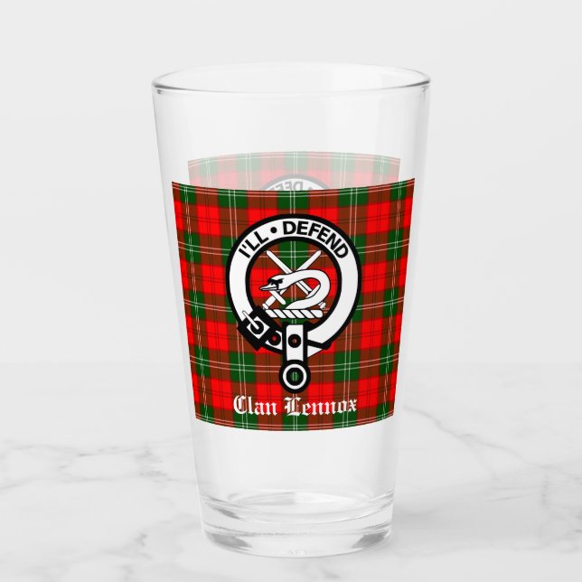 Clan Lennox Wappen Abzeichen & Tartan Glas (Vorderseite)