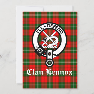Clan Lennox Wappen Abzeichen & Tartan Gruß Karte