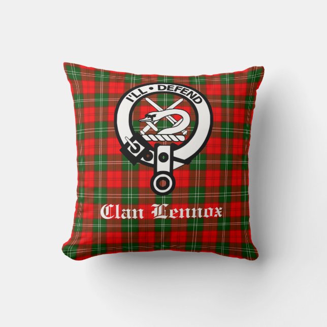 Clan Lennox Wappen Abzeichen & Tartan Kissen (Vorderseite)