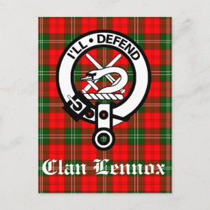 Clan Lennox Wappen Abzeichen & Tartan Postkarte