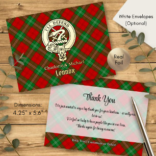 Clan Lennox-Wappen über Tartan Folie Einladungspostkarte