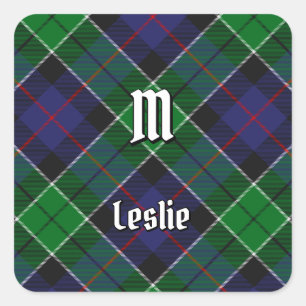 Clan Leslie Hunting Tartan Quadratischer Aufkleber