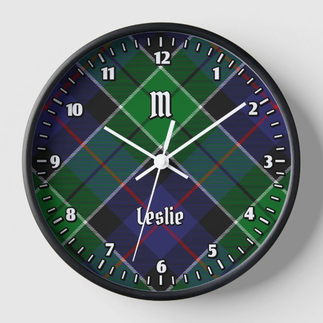 Clan Leslie Hunting Tartan Uhr (Vorderseite)