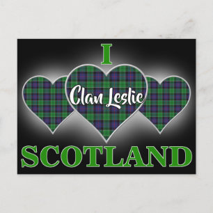 Clan Leslie I Love Scotland Hunting-Tartan-Herz Postkarte