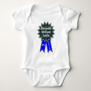 Clan Leslie Junting Tartan #1 Award Blue Ribbon Baby Strampler