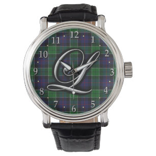 Clan Leslie Letter L Monogram Jagd Tartan Armbanduhr