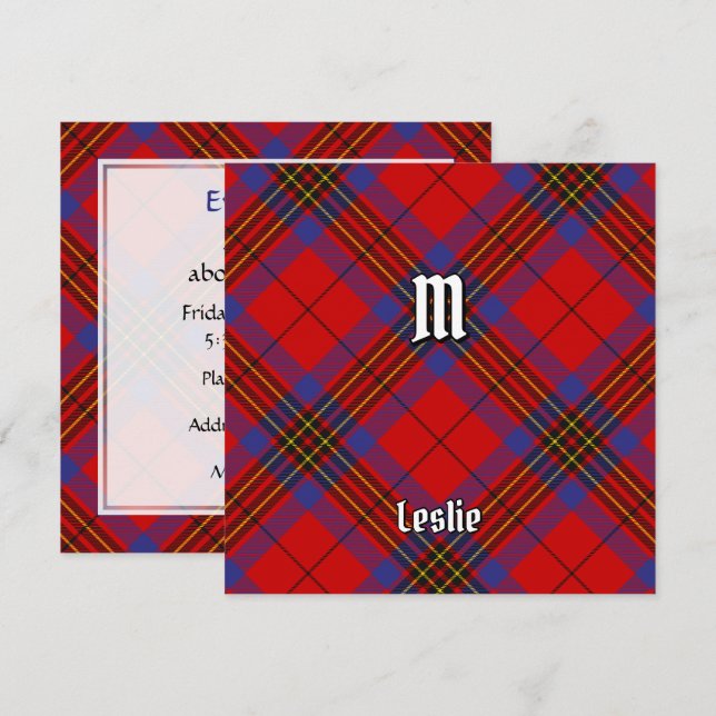 Clan Leslie Red Tartan Einladung (Vorne/Hinten)