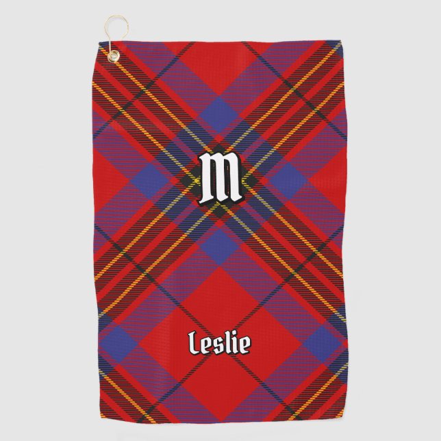 Clan Leslie Red Tartan Golfhandtuch (Vorderseite)