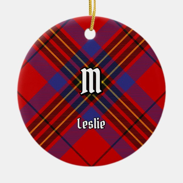 Clan Leslie Red Tartan Keramik Ornament (Vorne)