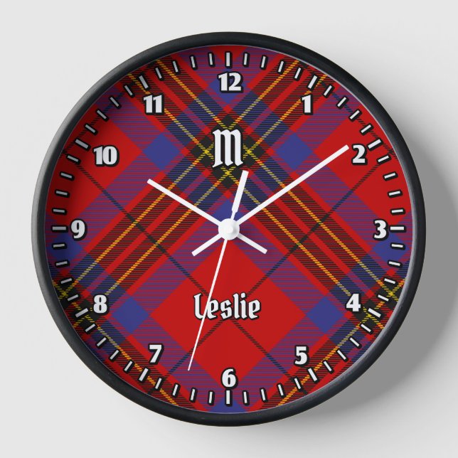 Clan Leslie Red Tartan Uhr (Vorderseite)