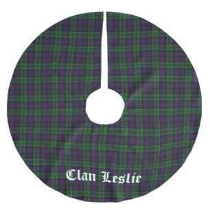 Clan Leslie Tartan Kariert anpassbar Polyester Weihnachtsbaumdecke