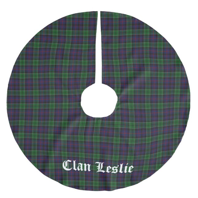 Clan Leslie Tartan Kariert Polyester Weihnachtsbaumdecke (Vorderseite)