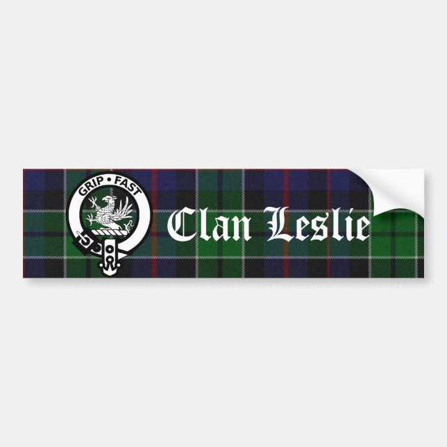 Clan Leslie Tartan & Wappen Autoaufkleber (Vorne)