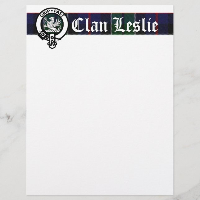 Clan Leslie Tartan & Wappen Letterhead (Vorderseite)