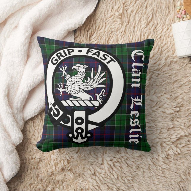 Clan Leslie Tartan & Wappen Throw Kissen (Decke)