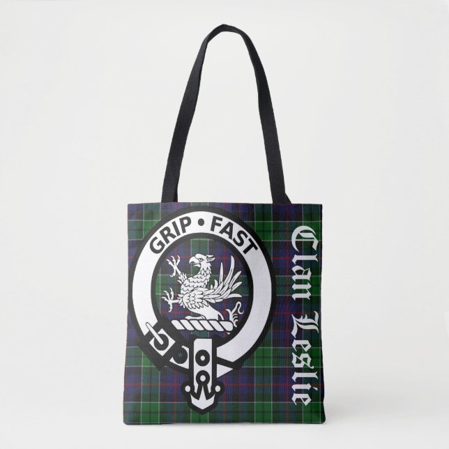 Clan Leslie Tartan & Wappen Tote Bag (Vorderseite)