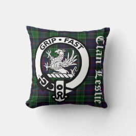 Clan Leslie Wappen Abzeichen & Tartan Kissen