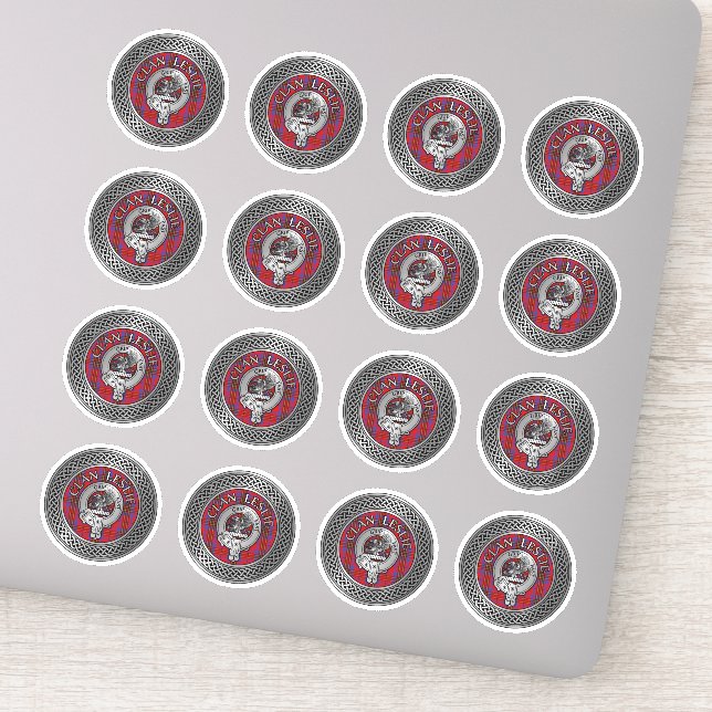 Clan Leslie Wappen & Tartan Knot Aufkleber (Detail)