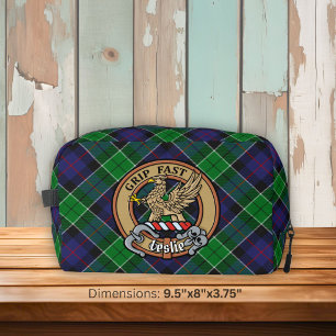 Clan Leslie-Wappen über Hunting Tartan Waschbeutel