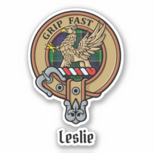Clan Leslie Wappen über Jagd Tartan Aufkleber