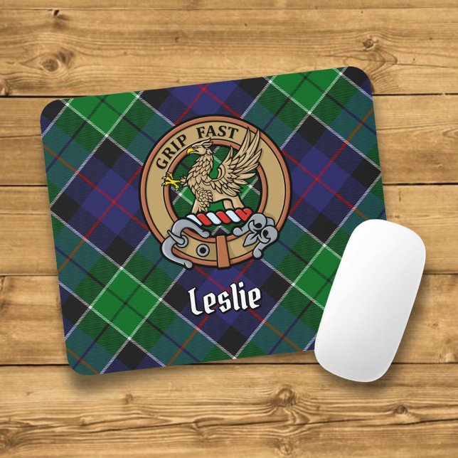 Clan Leslie Wappen über Jagd Tartan Mousepad (Von Creator hochgeladen)