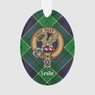 Clan Leslie Wappen über Jagd Tartan Ornament