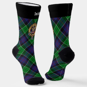 Clan Leslie Wappen über Jagd Tartan Socken