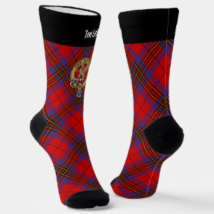 Clan Leslie Wappen über Red Tartan Socken