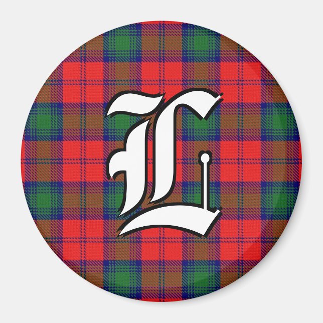 Clan Lindsay Red und Green Tartan Kariert Accents Magnet (Vorne)