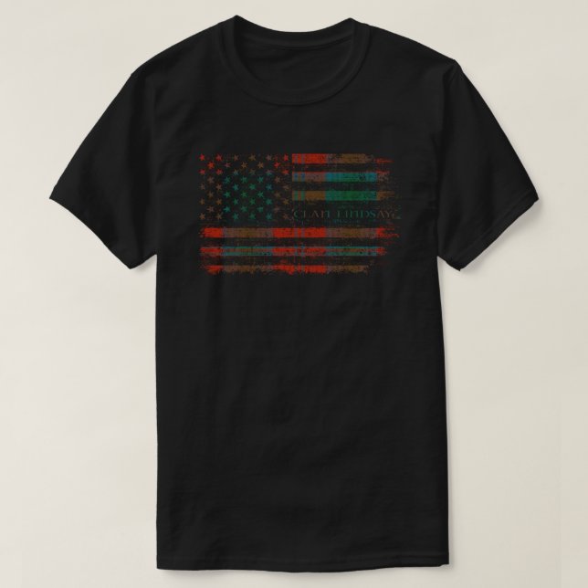 Clan Lindsay Scottish tartan, US-Flaggenkilometer, T-Shirt (Design vorne)