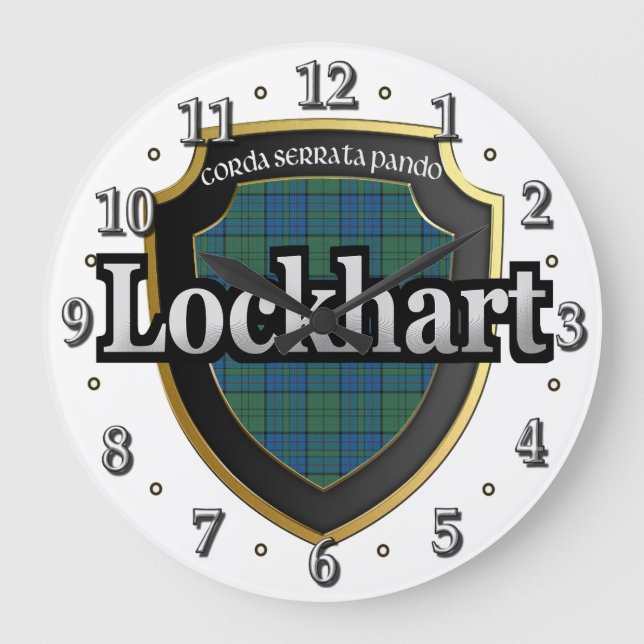Clan Lockhart Tartan Scottish Dream Clock Große Wanduhr (Vorderseite)