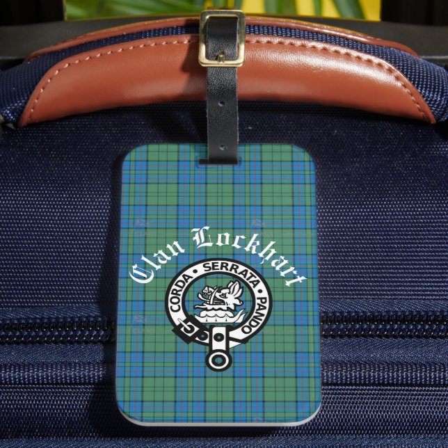 Clan Lockhart Wappen Abzeichen & Tartan Gepäckanhänger (Vorderseite Insitu 2)